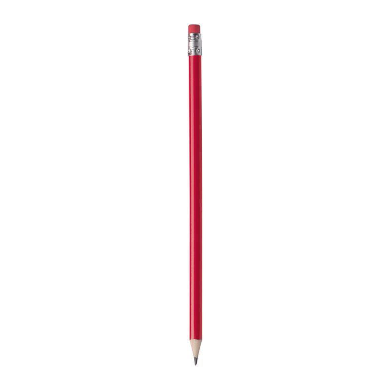 Creion din lemn cu radieră Roșu