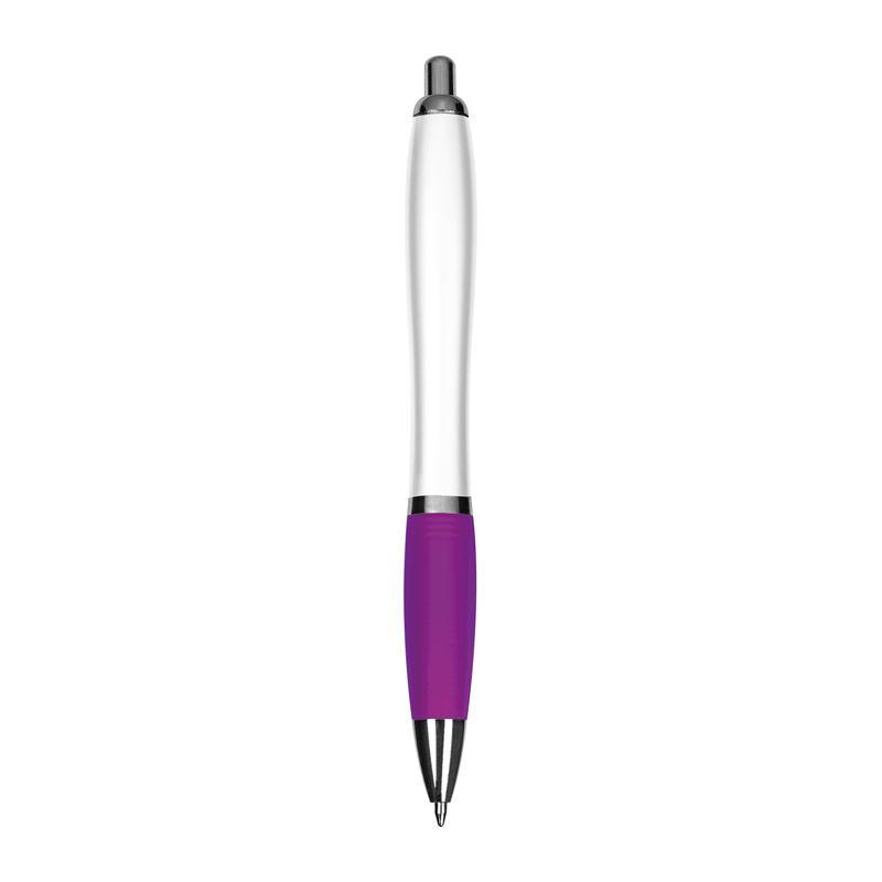 Pix din plastic corp alb și grip colorat Mov