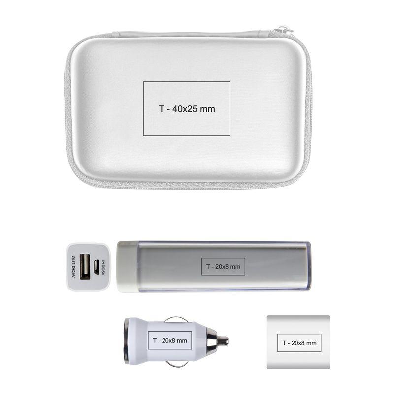 Set călătorie încărcător USB și Powerbank Alb