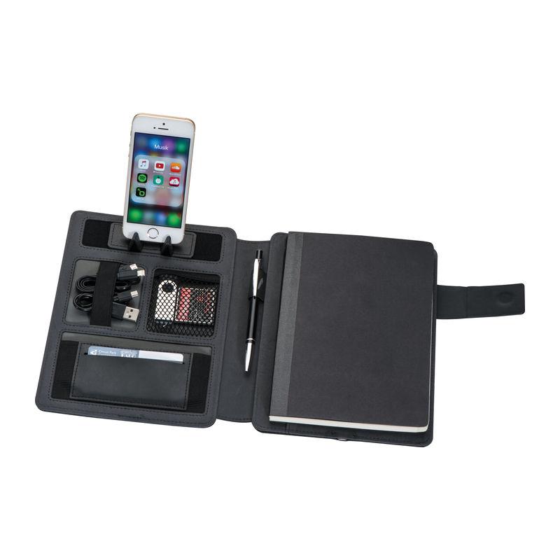 Mapă A5 cu powerbank Negru