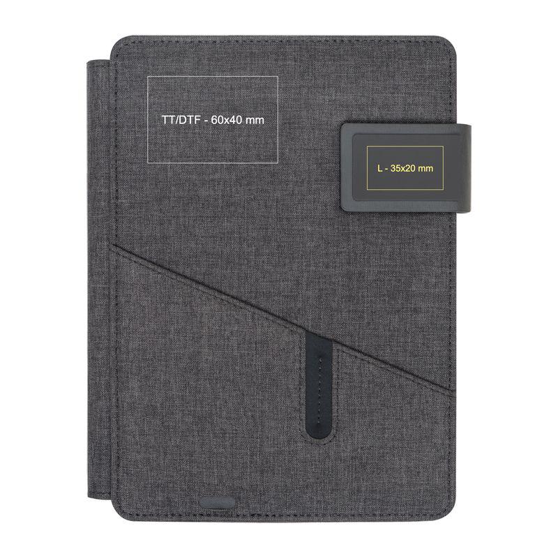 Mapă A5 cu powerbank Negru