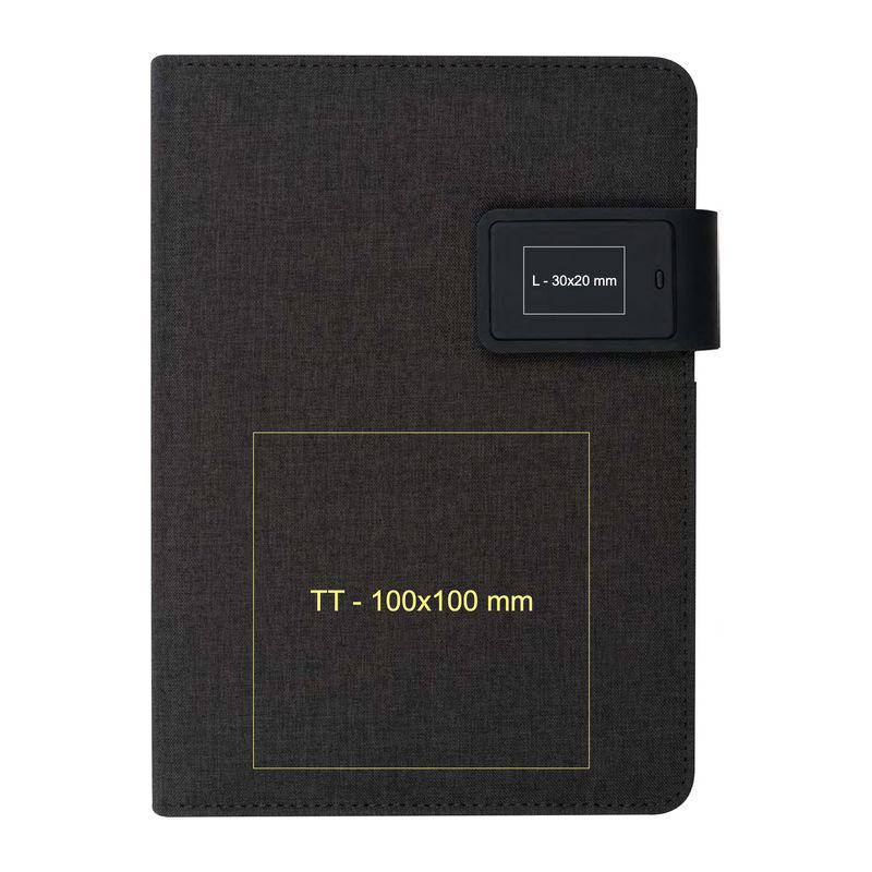 Bloc-notes DIN A5 cu Powerbank și LED Roșu