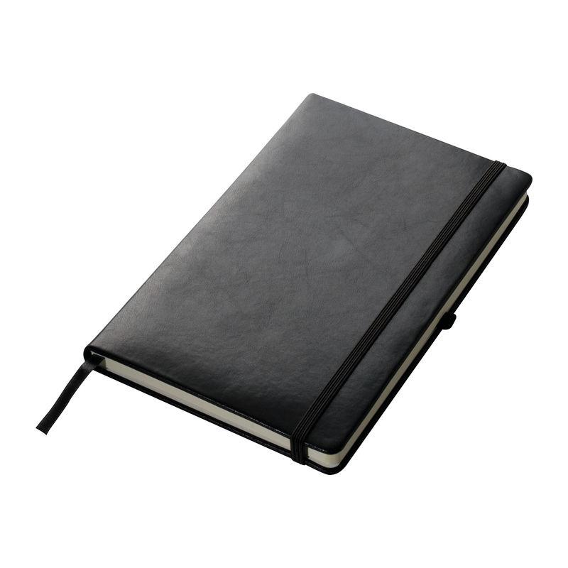 Bloc notes A5 liniat, închidere cu elastic Negru