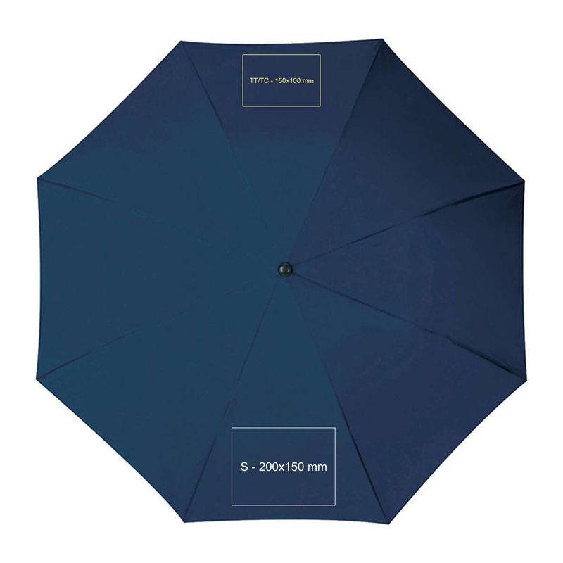 Umbrelă automată cu mâner din lemn şi vârf metalic Albastru Inchis