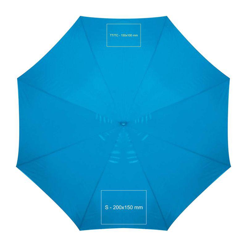 Umbrelă automată cu mâner din lemn Light Blue