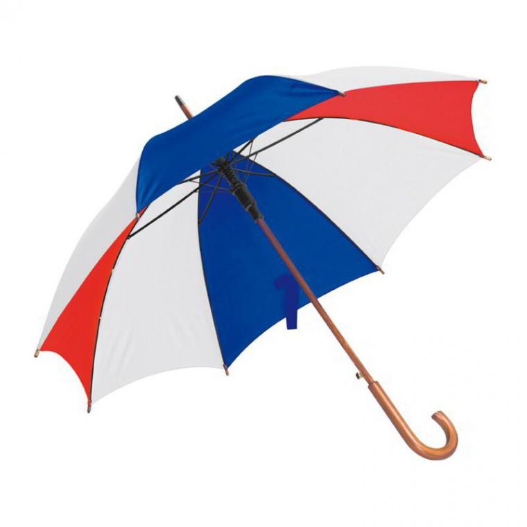 Umbrelă automată cu mâner din lemn Albastru