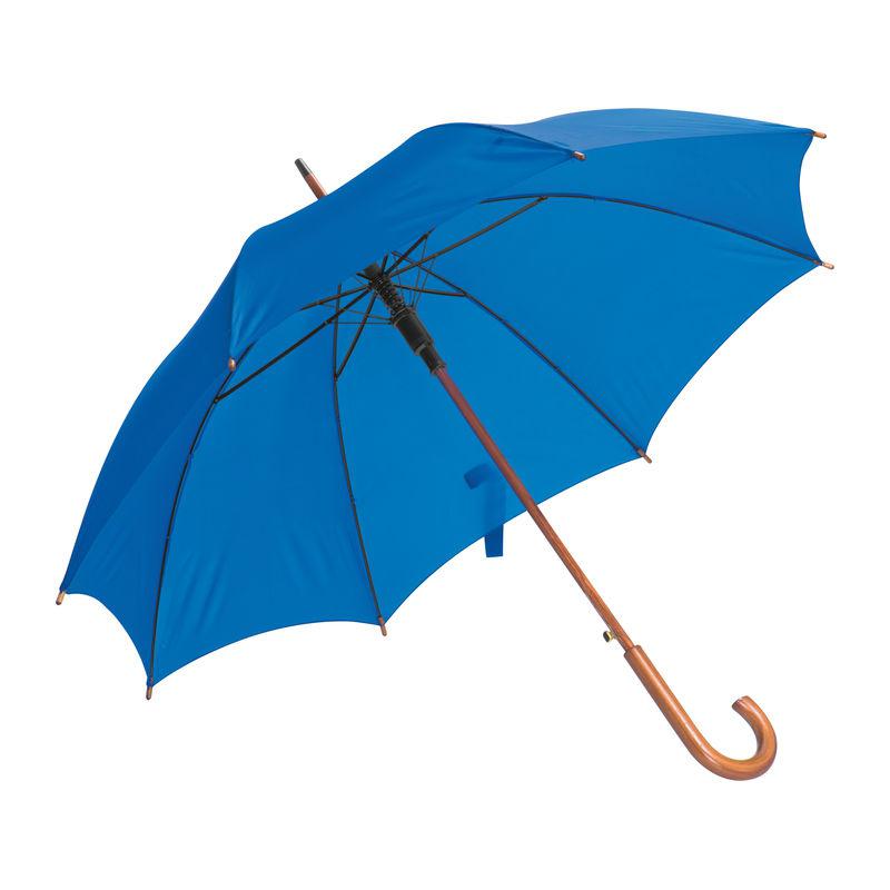 Umbrelă automată cu mâner din lemn Albastru