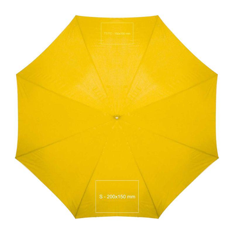 Umbrelă automată cu mâner din lemn Galben