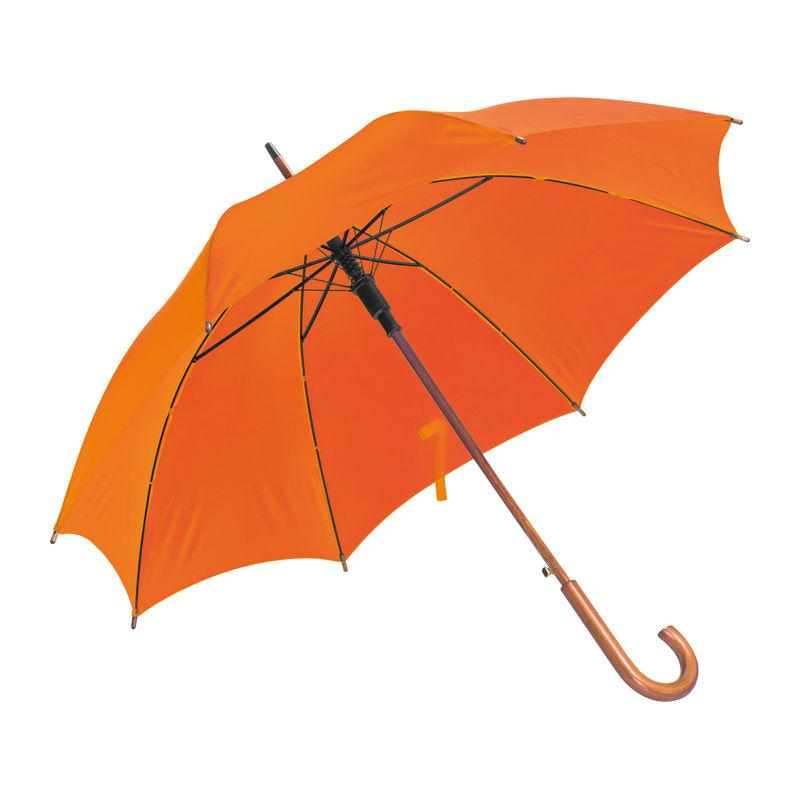 Umbrelă automată cu mâner din lemn Portocaliu