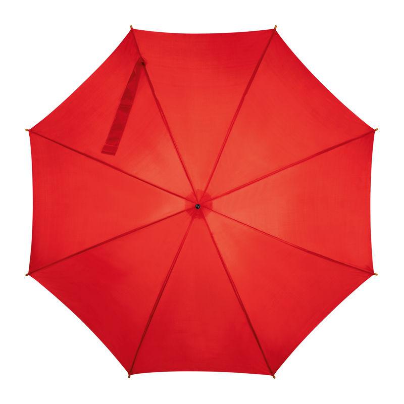Umbrelă automată cu mâner din lemn Roșu