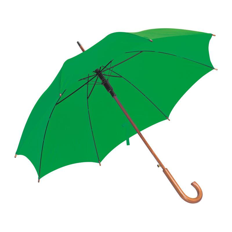 Umbrelă automată cu mâner din lemn Verde