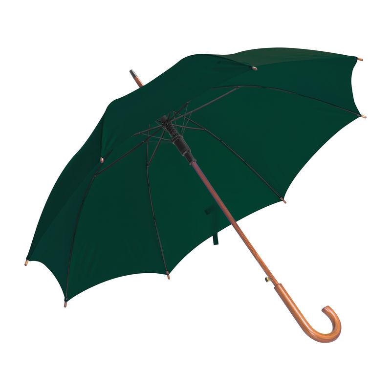 Umbrelă automată cu mâner din lemn Verde Inchis