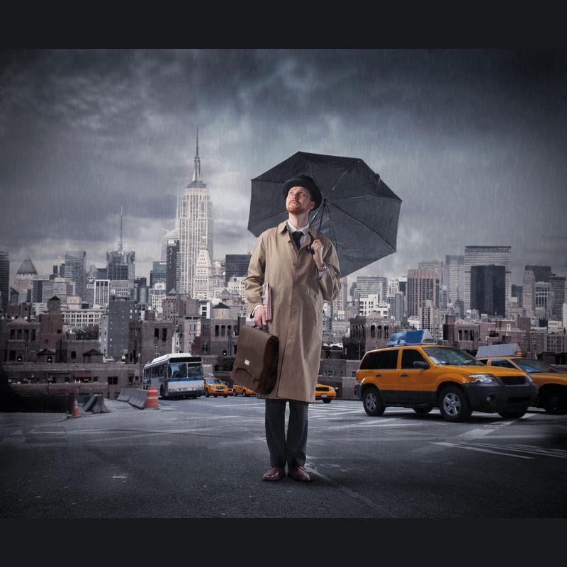 Umbrela cu mâner curbat Negru