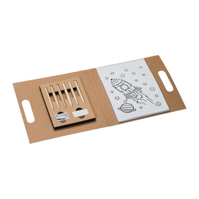 Set colorat - caiet și 6 creioane Maro