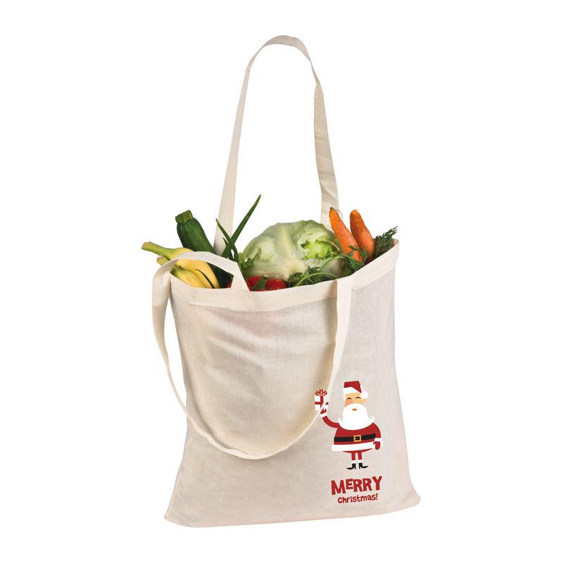 Sacoşă de cumpărături din bumbac ecologic Alb