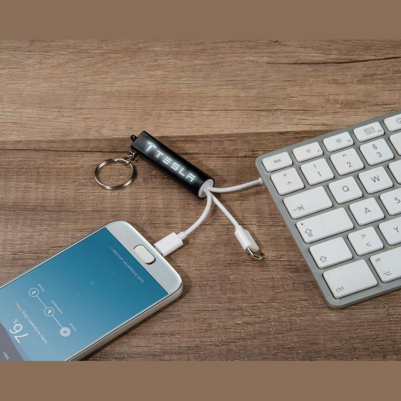 Breloc cu cablu de încărcare USB Negru