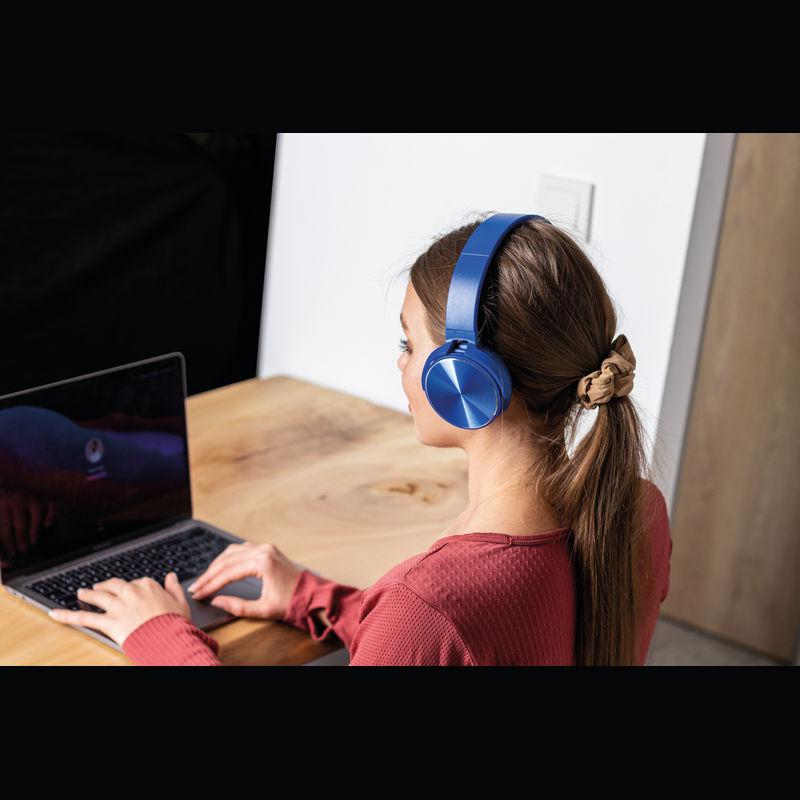 Căști bluetooth cu plăcuță metalică  Orion Navy Blue