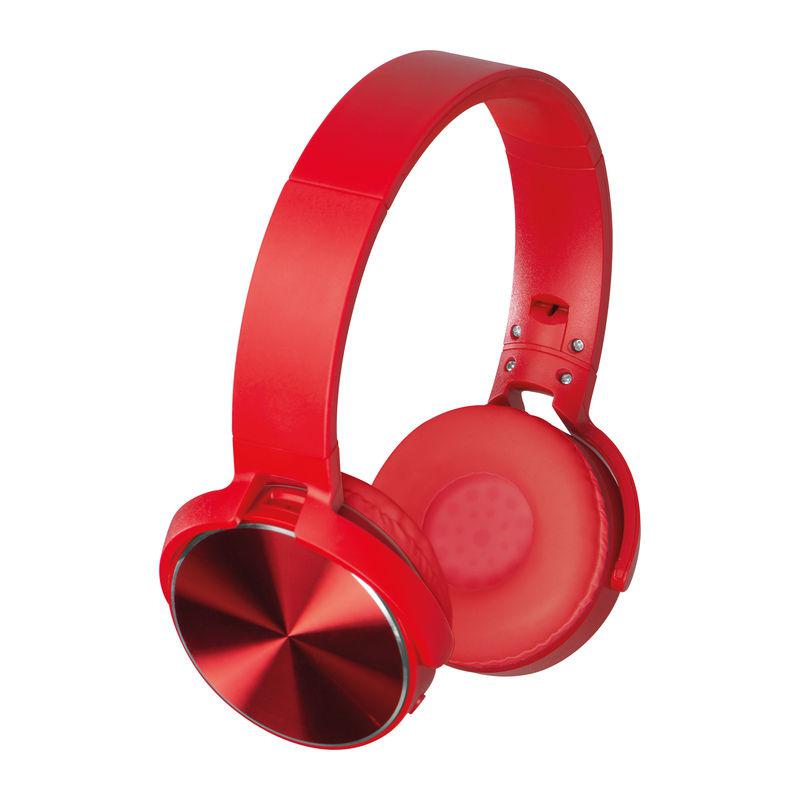 Căști bluetooth cu plăcuță metalică  Roșu