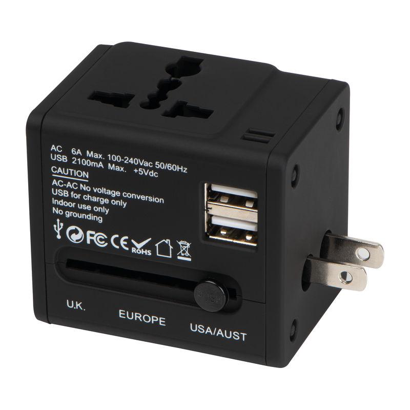Adaptor de călătorie cauciucat Negru