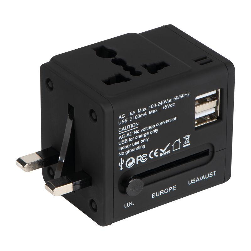 Adaptor de călătorie cauciucat Negru