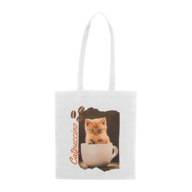 Sacoşă ecologică de cumpărături cu mânere lungi Alb