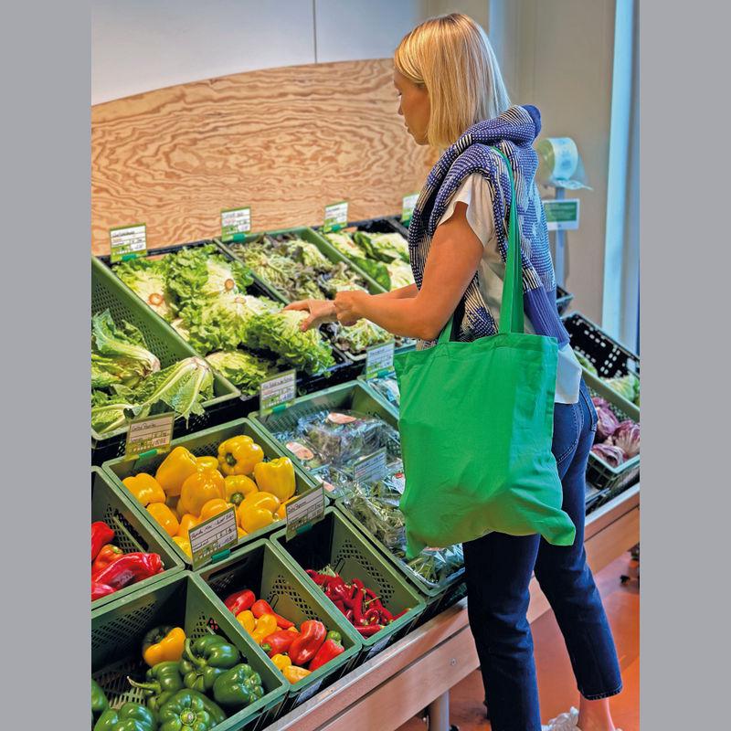 Sacoşă ecologică de cumpărături cu mânere lungi Verde