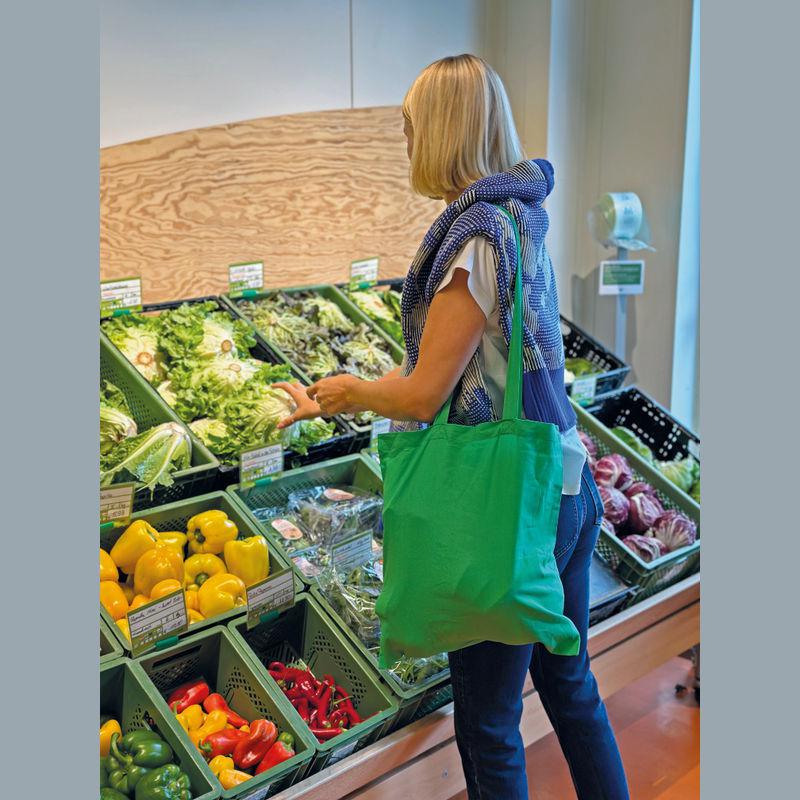 Sacoşă ecologică de cumpărături cu mânere lungi Verde