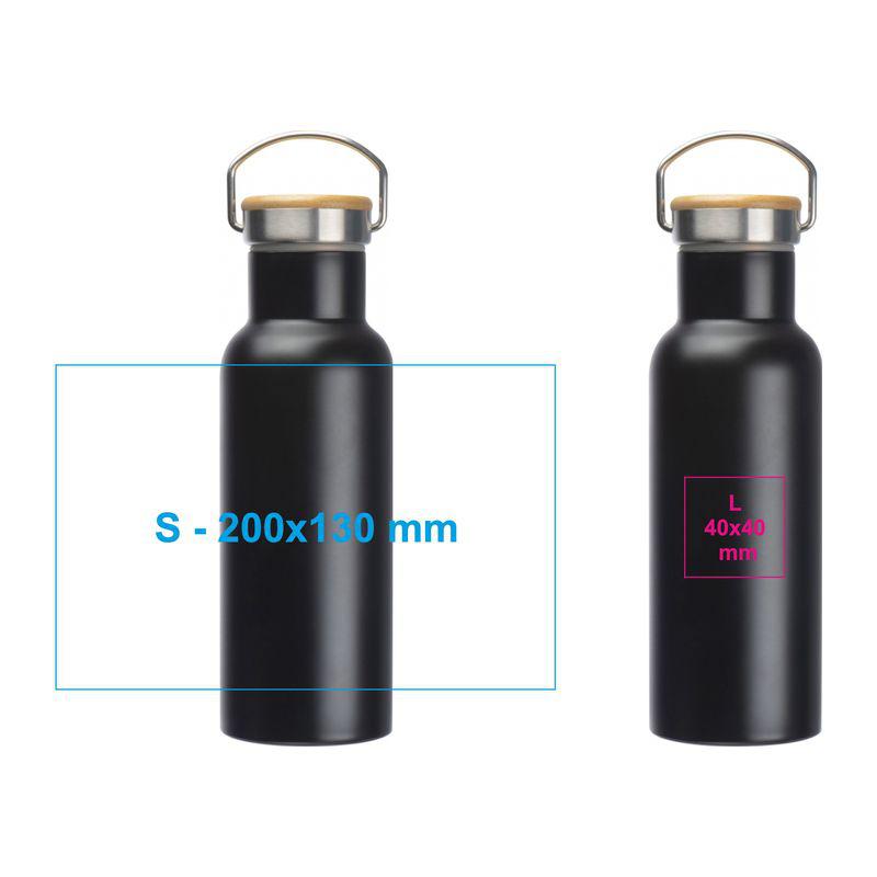 Sticlă de băut din inox cu mâner Negru
