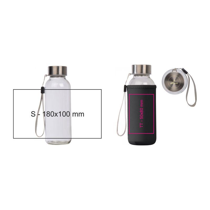 Sticlă din plastic transparent în husă din neopren Negru