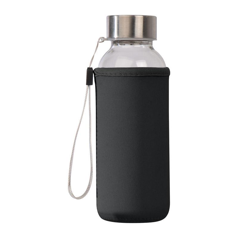Sticlă din plastic transparent în husă din neopren Negru
