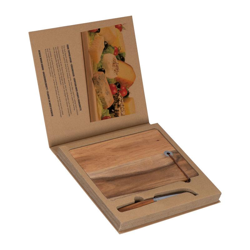 Set placă din lemn și cuțit caşcaval  Maro