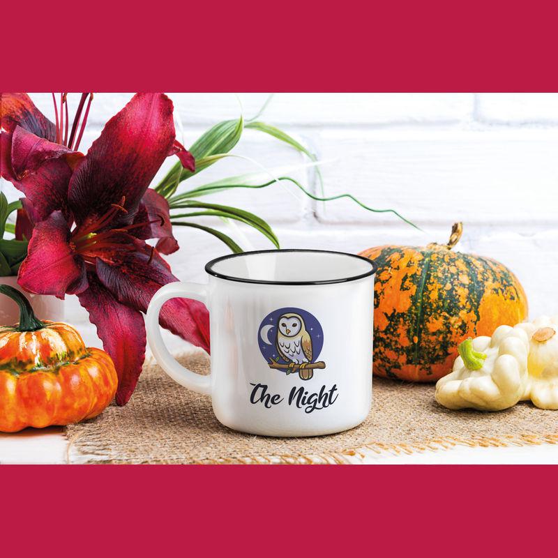 Cană ceramică 350 ml Retro Alb