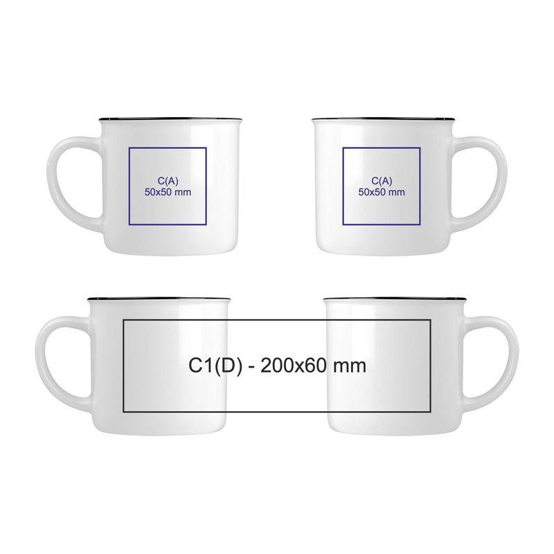 Cană ceramică 350 ml Retro Alb