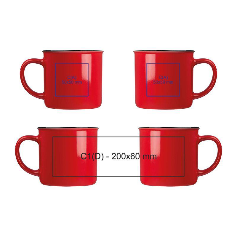 Cană ceramică 350 ml Retro Roșu