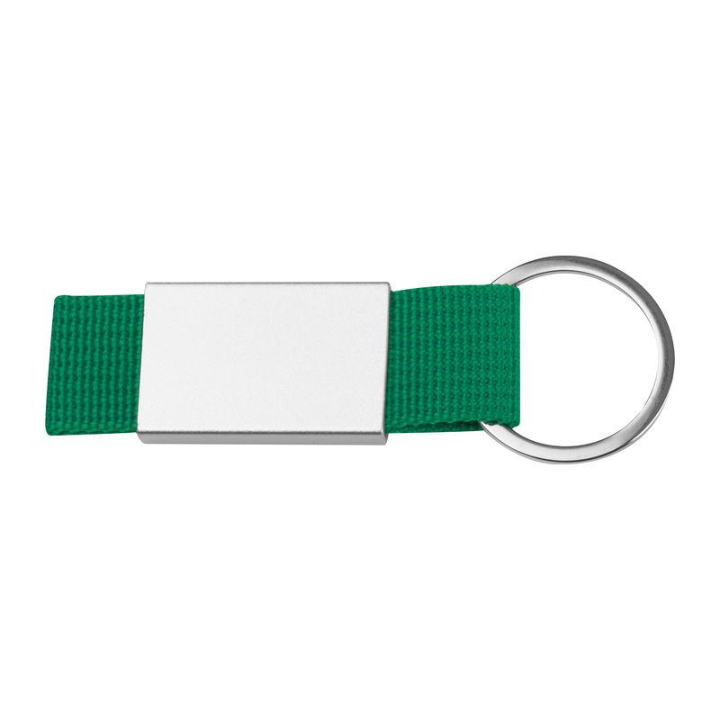 Breloc cu plăcuță metalică și curea colorată Verde