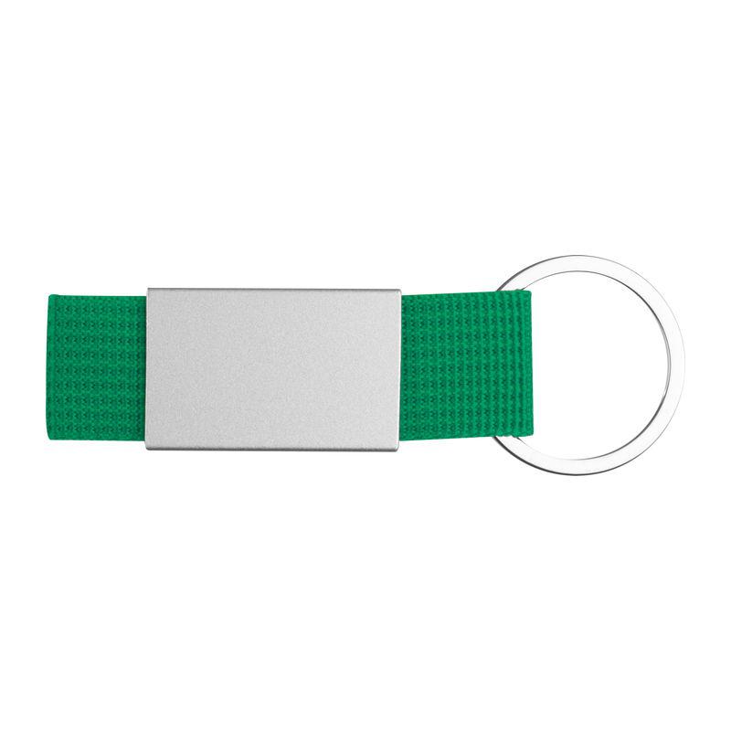 Breloc cu plăcuță metalică și curea colorată Verde