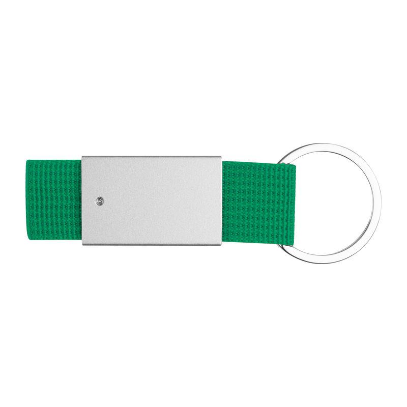 Breloc cu plăcuță metalică și curea colorată Verde