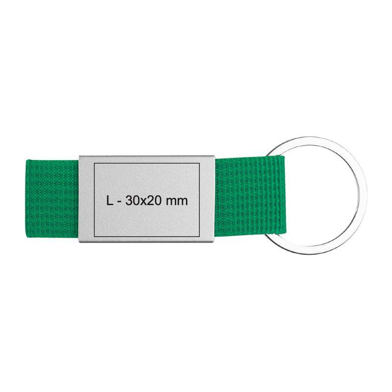 Breloc cu plăcuță metalică și curea colorată Verde