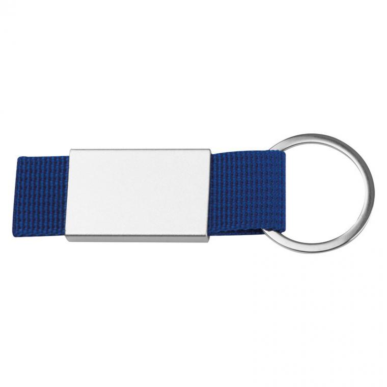 Breloc cu plăcuță metalică și curea colorată Orion Navy Blue