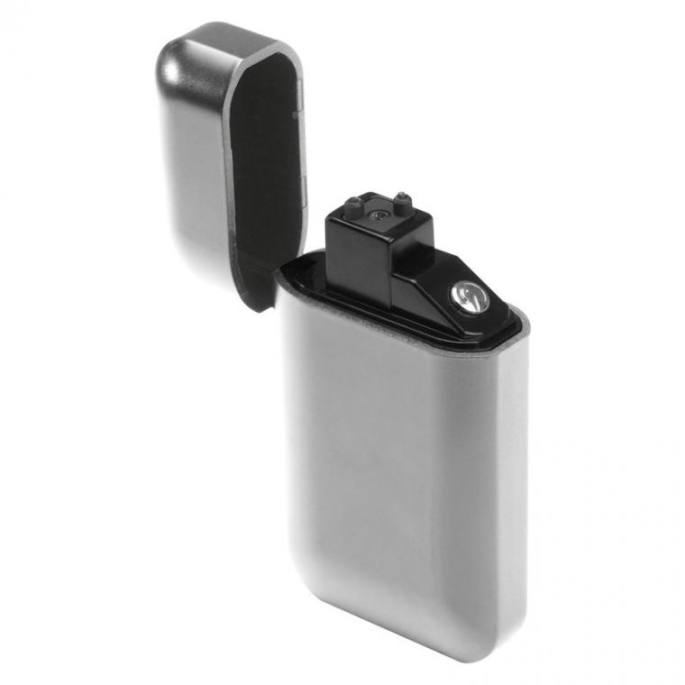 Brichetă din plastic mat cu încărcare USB Gri-Argintiu