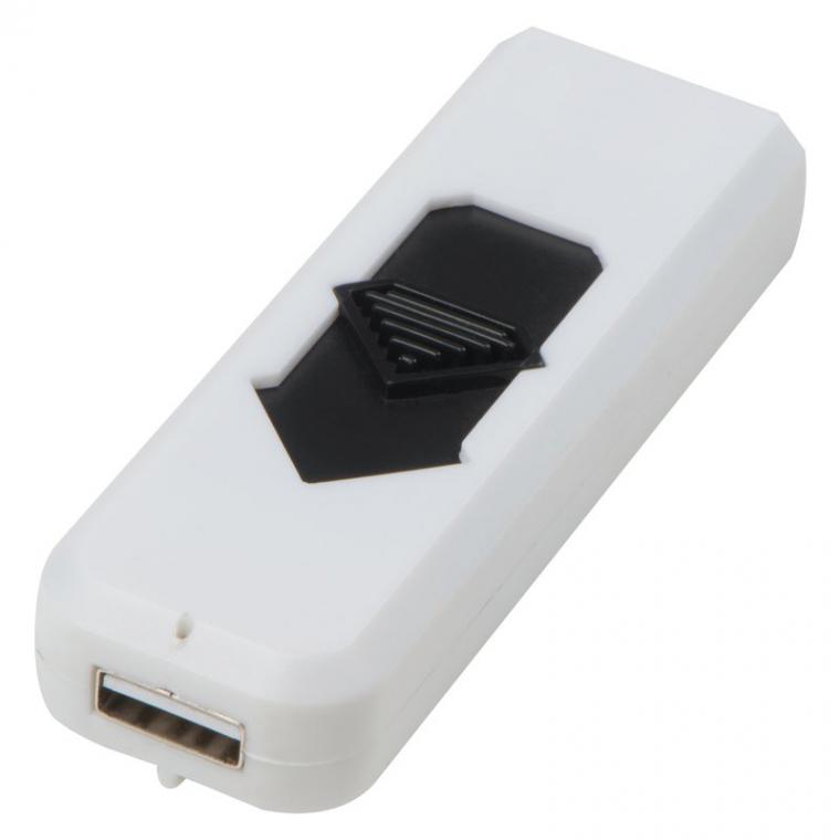 Brichetă din plastic cu încărcare USB Alb