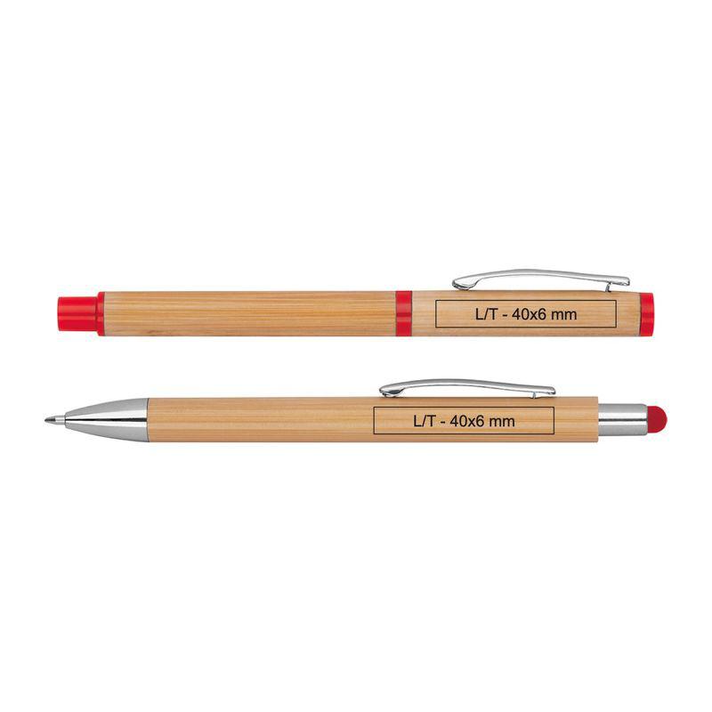 Set de scris din bambus cu accesorii argintii și colorate Roșu