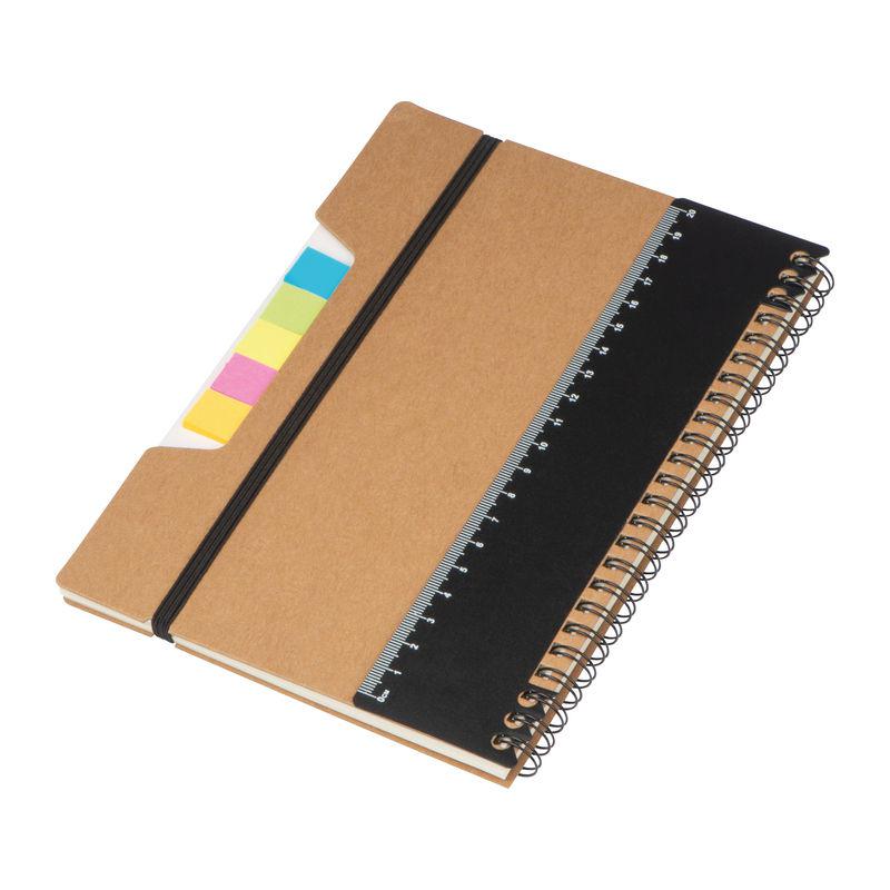 Notes A5 cu riglă și sticky notes Maro