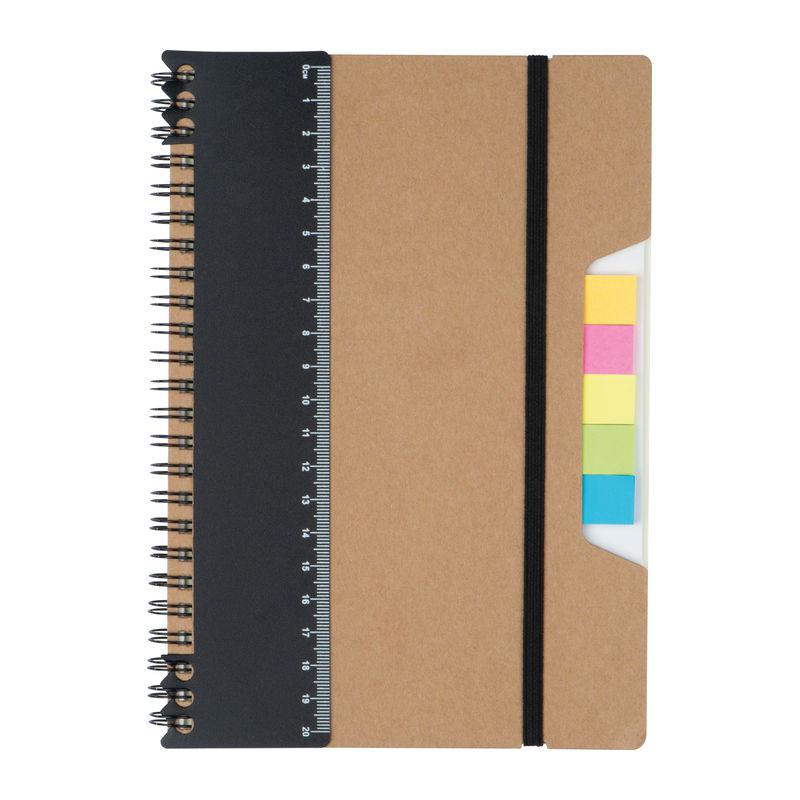 Notes A5 cu riglă și sticky notes Maro