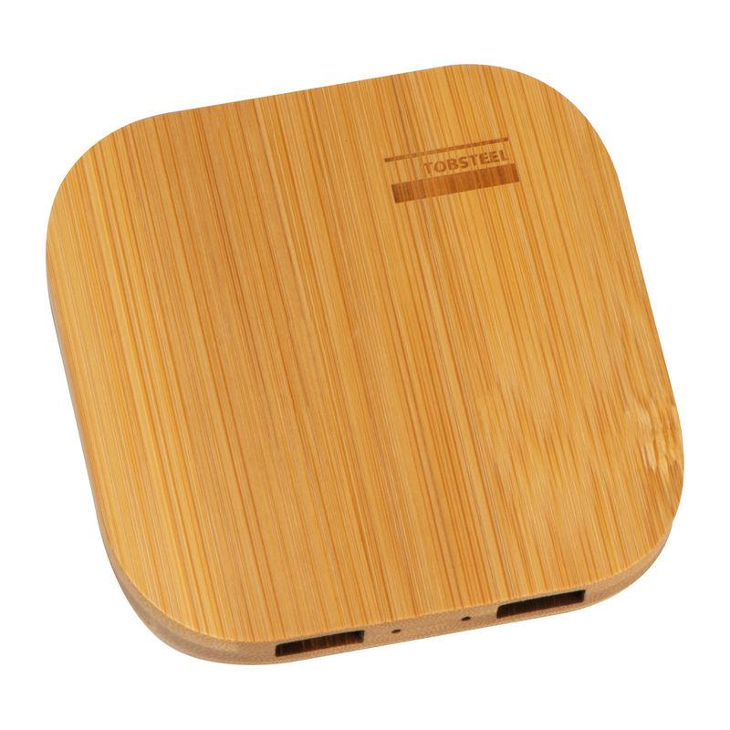 Încărcător wireless din bambus Beige
