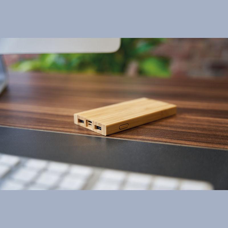 Powerbank din bambus Beige