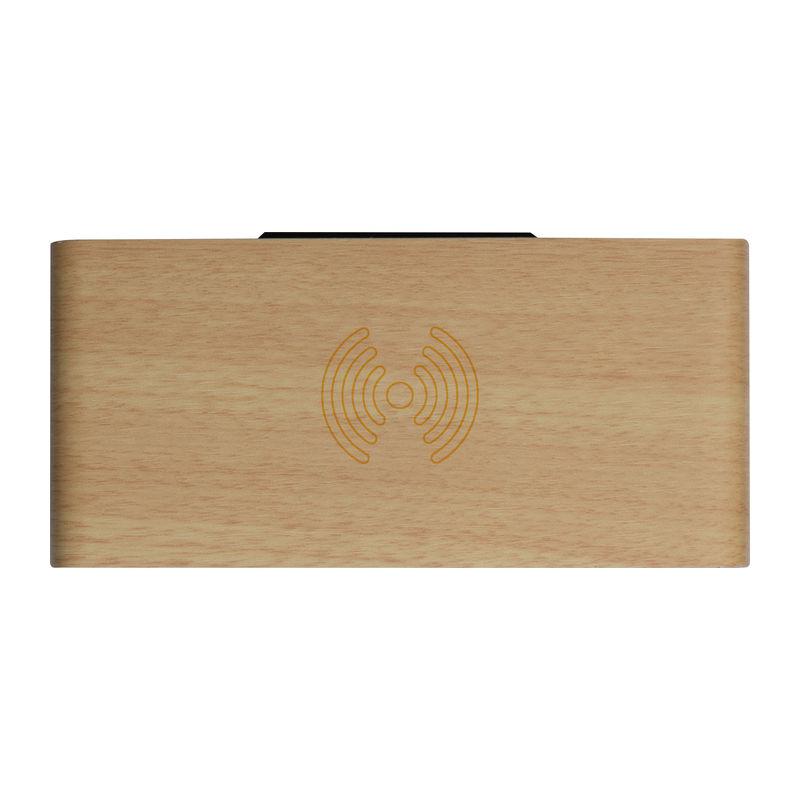 Ceas din lemn, cu încărcător wireless Beige