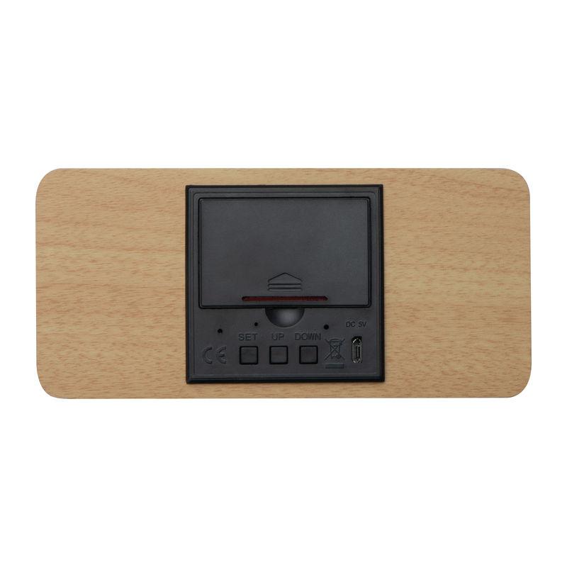Ceas din lemn, cu încărcător wireless Beige