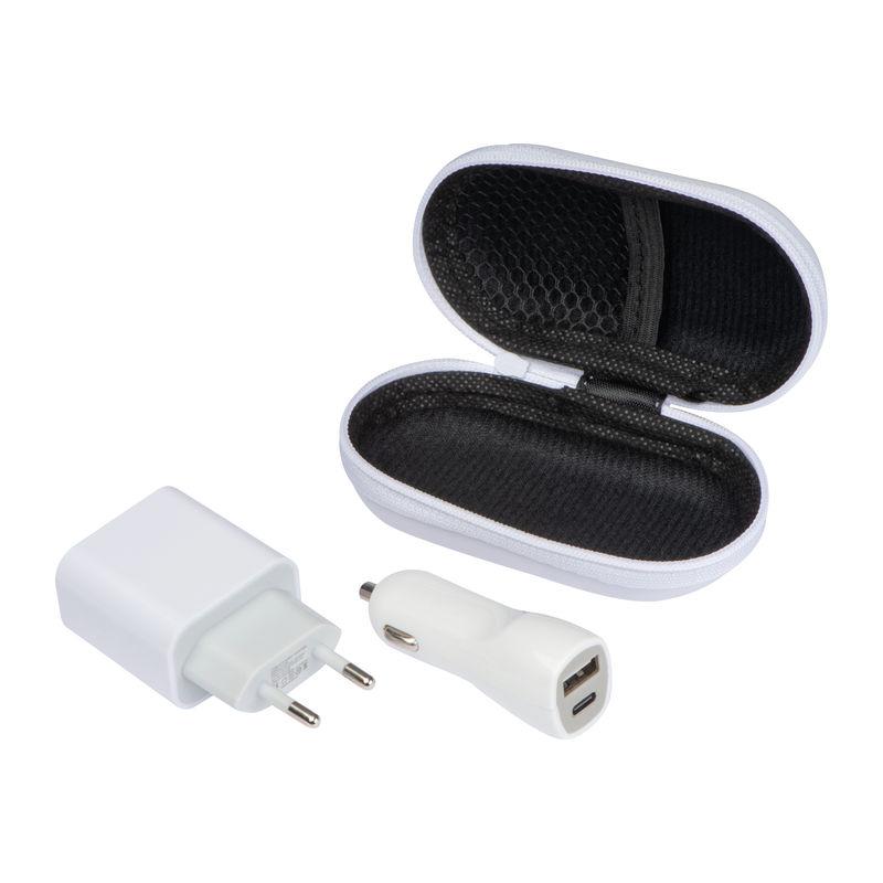 Set încărcător pentru călătorii Alb