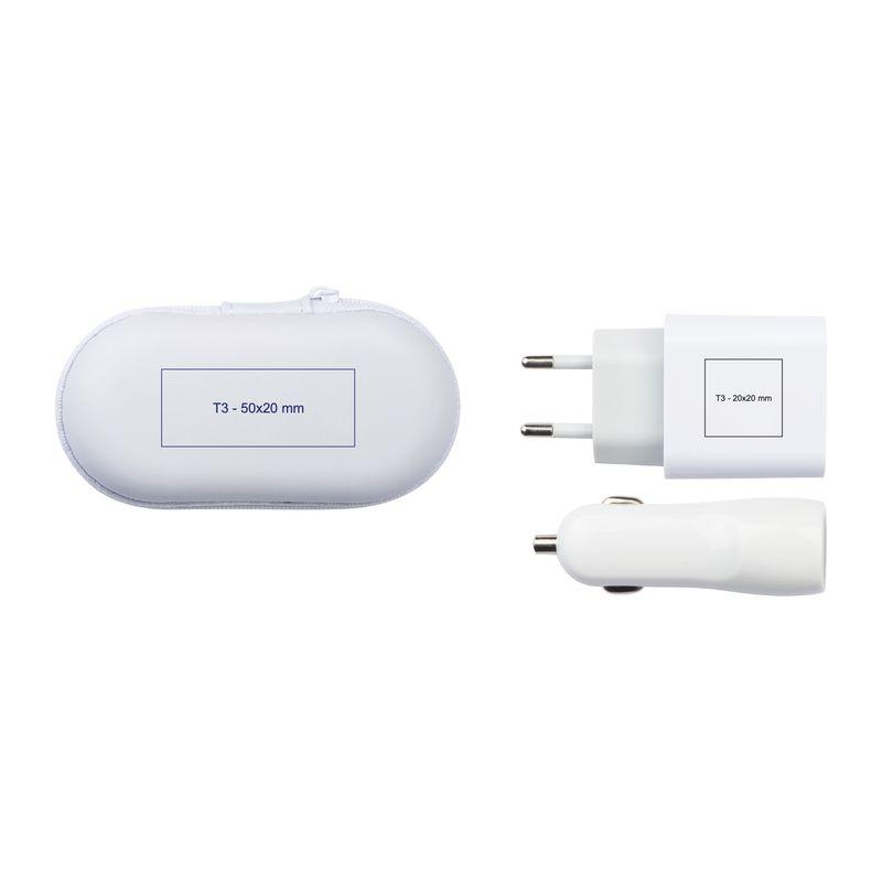 Set încărcător pentru călătorii Alb